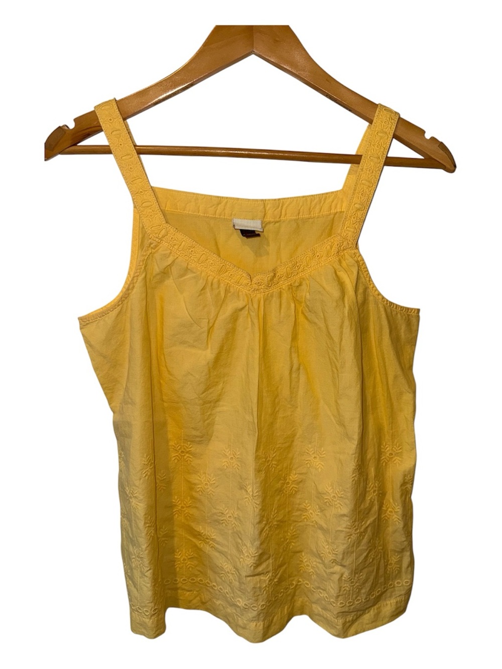 Sonoma Yellow Embroidered Cotton Tank Top - Medium